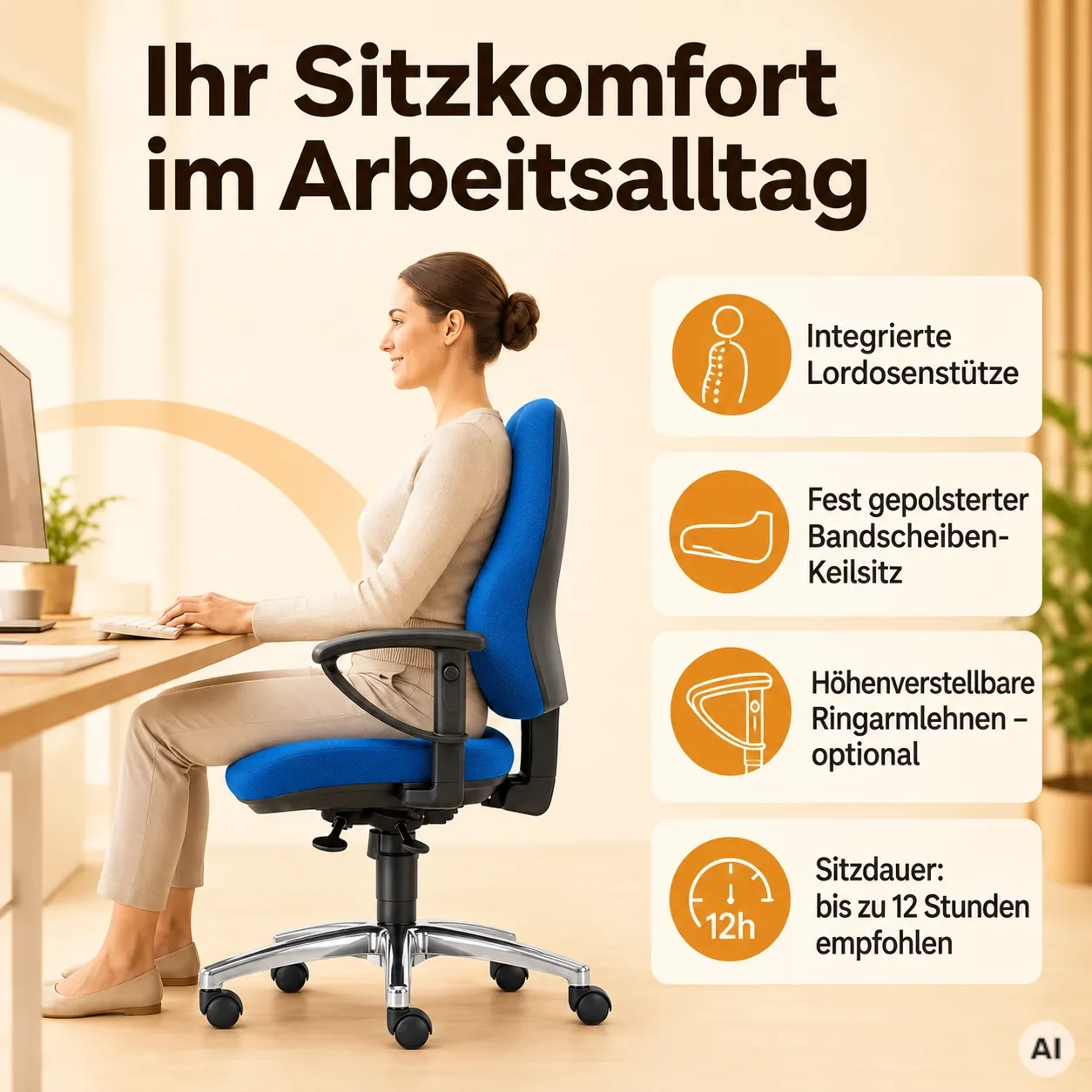 Ergonomischer Bürostuhl bei Rundrücken - Anti-Hohlkreuz